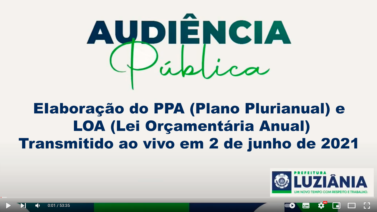 Você está visualizando atualmente Audiência Pública – PPA E LOA (Plano Plurianual e Lei Orçamentária Anual