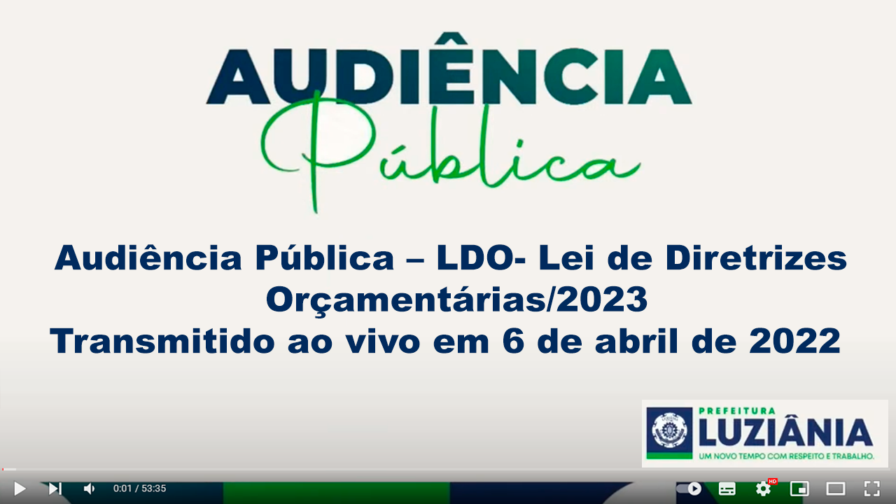 Você está visualizando atualmente Audiência Pública – LDO- Lei de Diretrizes Orçamentárias/2023